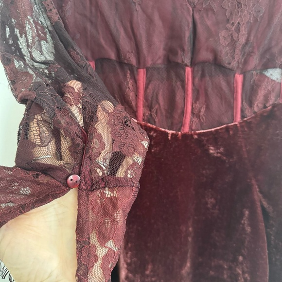 Free People Marlie Lace Mini Dress Burgundy Maroon Small - Picture 6 of 12